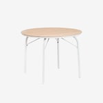 Table De Jardin Ronde En Aluminium Et Bois D'acacia (Ø100 Cm) Basper Blanc Gardenia