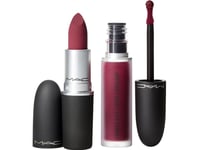 Mac Like Mother Set Mac: Powder Kiss , Matte, Cream Lipstick, 1987300, Burning Love, 3 G + Powder Kiss , Liquid Lipstick, 983, Burning Love, 5 Ml For Women