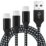 BIBTIM Câble chargeur USB C [2M/Lot de 3], USB 2.0 Type C charge rapide 3A tressé USB A vers USB C 480Mbps transfert de données, compatible avec Samsung Galaxy S22 Sony Xperia Huawei Pixel HTC Xiaomi