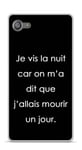 Coque TPU Gel Souple Sony Xperia Z5 Compact Design Citation Je vis la Nuit Texte Blanc Fond Noir