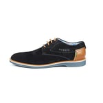 bugatti Homme Demi-Chaussures en Daim en Nubuck et en Cuir, Derby Confortables au Design décontracté, Bleu Foncé, 42 EU