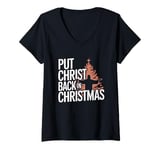 Womens Put the Christ Back in Christmas Christian Faith Holiday V-Neck T-Shirt