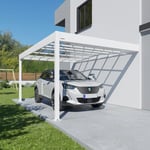 Trigano - Carport adossé aluminium Blanc libeccio wall - 16 m²