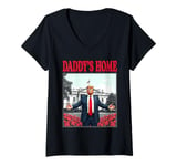 Womens Trump 2024 Take America Back Daddy's Home Trump Pink 2024 V-Neck T-Shirt