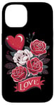 Coque pour iPhone 14 Love Heart And Roses Présentoir floral romantique