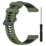 Garmin EPIX gen2 / Fenix 7 - Silikon armband 22 mm - Längd 126mm+91mm - Militärgrönt/Svart