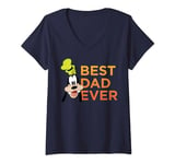 Femme Disney Mickey And Friends Fête des Pères Goofy Best Dad Ever T-Shirt avec Col en V