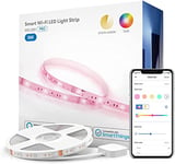 WiFi Connected LED Strip Light, 5M RGBCW Light Strip Compatible with Alexa, Google Home and Google Nest, Multicolor LED Fairy Lights with Voice Control and Remote Control