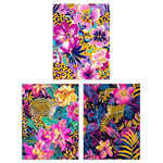 Artery8 Set of 3 Vibrant Flower Leopard Floral Jungle Living Room 12X16 Inch Wall Art Prints Pack