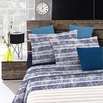 Italian Bed Linen Parure de lit “Fantasy”, fabriquée en Italie, Microfibre, Jeans Stripes, 1 Place et demie