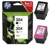 Genuine HP 304 Black and Colour Ink Cartridges for Deskjet 3720, 3730, 3JB05AE