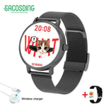 Montre Connectée De Sport Ndavid Pour Femme,Horloge,Bluetooth,Appel,Gps,Suivi Du Mouvement,Fréquence Cardiaque,Pression Artérielle,Android,Ios, - Type Black Mesh