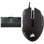 Corsair K100 RGB Optical-Mechanical Gaming Keyboard QWERTY, Black & Scimitar ELITE RGB Optical MOBA/MMO Gaming Mouse- Black