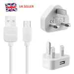 Uk Mains Charger Plug + Micro Usb Data Sync Cable For Samsung Lg Android Phones