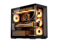 Jonsbo D300 Midi-Tower 270 Grad Tempered Glass - Schwarz - Midi/Minitower - Micro/Mini/Flex-Atx - Lüfter (D300 Black)