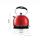 Fast Stainless Steel Kettles Electric, Intelligent Teapots,Automatic Shut-Down 4 litres High Capacity,2000W,Orange (Color : Red)