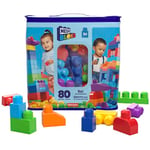 MEGA Bloks Sac Bleu, Jeu de Blocs de Construction, 80 pièces, Jouet pour bébé et Enfant de 1 à 5 Ans, DCH63