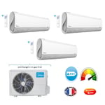 Midea - Climatiseur tri split 7900 watts + une unité Breezeless 3500 watts + 2 unités Breezeless 2600 watts