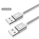 Câble d'extension USB A vers USB A mâle vers mâle,rallonge pour disque dur religieux,webcam,caméra,TV,ordinateur,voiture,régule 3 fils USB - Type Silver-2M