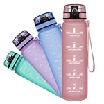 Grsta Gourde Sport, Bouteille 350ml/500ml/800ml/1l/1,5l, Bouteille d'eau avec Filtre et marqueur de Temps, Gourde Reutilisable sans BPA Anti-Fuite, pour Enfant, Adulte, Sport, École, Voyage, Camping