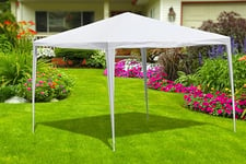 Kinzo Barnum 3x3 Mètres - Chapiteau et Pavillon Imperméable pour Jardin ou Terrasse - Tente de Réception avec Piquets et Haubans - Hauteur de Faîte 2,5M - Plastique - Blanc