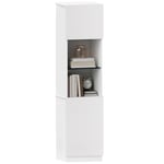 HOMCOM Bibliothèque Meuble de Rangement, étagère de Rangement, avec 2 Portes, étagères Ajustables, pour Salon, Bureau à Domicile, Chambre à Coucher, 40 x 38 x 160 cm Blanc