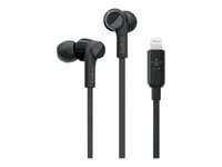 Belkin ROCKSTAR - Écouteurs avec micro - intra-auriculaire - filaire - Lightning - isolation acoustique - noir - pour Apple 10.5-inch iPad Pro; iPad mini 4; iPhone 7, 7 Plus, 8, 8 Plus, X, XR...