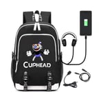 Cuphead Ryggsäck USB Laddningsport Skolväska Herr Mochila Laptopväskor K