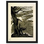 Artery8 Heathcliff Wuthering Heights Bronte Black White Drawing Artwork Framed Wall Art Print A4