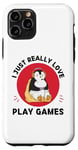 iPhone 11 Pro Kawaii Penguin I Just Really Love Cute Play Games Lover Case