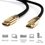 1M BRAIDED HDMI CABLE 4K/3D HIGH SPEED Ethernet 3D PS4 XBOX PC Switch Video Lead