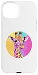 Coque pour iPhone 15 Plus Girafe colorée pour les amoureux des animaux Pop Art