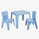 resol grupo Jan Set Enfant 2 chaises et 1 Table pour intérieur, extérieur, Jardin, Plastique, Bleu Ciel, 2 sillas y 1 mesa