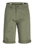 JACK & JONES Boys Chino Shorts Regular Fit Cotton Stretch Kids Shorts Zip Fly Half Pant for Juniors, Green Colour, Size- 16 Years