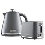 Daewoo Stirling Pyramid Kettle 1.7L & 2 Slice Toaster SET SDA2625/SDA2628- GREY