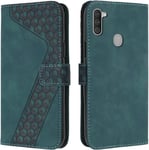 Coque Pour Samsung Galaxy A11 / Galaxy M11, Étui Housse Protection En Cuir Pu [Pochette De Portefeuille] [Magnétique], Antichoc Etui À Rabat Pour Samsung A11 / M11 (Vert)