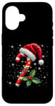 Coque pour iPhone 16 Chapeau de Père Noël en sucre d'orge de Noël pour garçons et filles