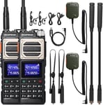 Lot de 2 appareils radio portatifs UV-25 Tri-Power, 11 W longue distance, récepteur UHF VHF FM Air, batterie 5200 mAh, col de cygne tactique et antenne fouet, haut-parleur, microphone, câble