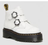 DR MARTENS DEVON FLOWER BUCKLE MILLED NAPPA LEATHER PLATFORM BOOTS SIZE UK 6