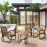 Salon de jardin pour 4 places - Groupe de sièges avec canapé, 2 chaises et 1 table, meubles de terrasse, salon de jardin, meubles de balcon, bois