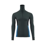 WarmWool Polo Half Zip M's (Herr) - underställströja i merinoull - Green Gables / Corsair/ Jet Black L