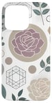 Coque pour iPhone 15 Pro Max Motif floral rose, style géométrique minimaliste