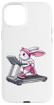 Coque pour iPhone 15 Plus Lapin de Pâques sur tapis roulant Gym Fitness Entraînement