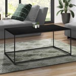 Table basse rectangulaire DAVIS 113 cm en métal noir mat design industriel