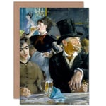 Edouard Manet At The Cafe Fine Art Greetings Card Plus Envelope Blank inside