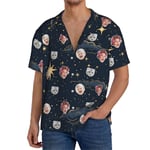 Chemises Hawaïennes Pour Hommes Personnalisées Modèle De Nuit Étoilée Galaxy Gold Glitter 6 Estivale À Manches Courtes Avec Photo De Votre Animal Compagnie, De Votre Bébé Ou Sur La Plage Cuba