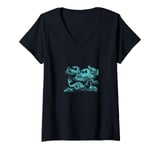 Womens Vintage Mythical Sea Monsters Fantasy Design V-Neck T-Shirt