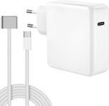 Chargeur Mac Book Air Pro 96W, avec câble tressé USB C vers T-Tip de 2 m, pour MacBook Air 15 13 M2/M3, MacBook Pro 14 M4, 2021 2022 2023 2024, A2166 A2363