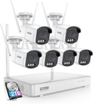 ZOSI 2.5K 8CH NVR Kit Vidéo Surveillance sans Fil 4MP Caméra WiFi, Détection IA