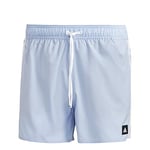 adidas Men's 3-Stripes CLX Very-Short-Length Swim Shorts, Blue Dawn/White, M